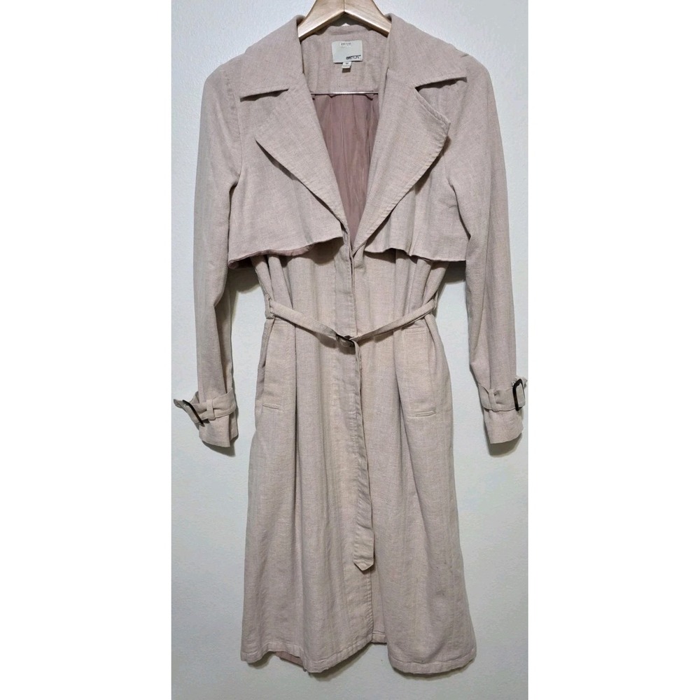 Anthropologie Greylin Soft Twill Linen Blend Trench Coat M Blush Pink Coat EUC